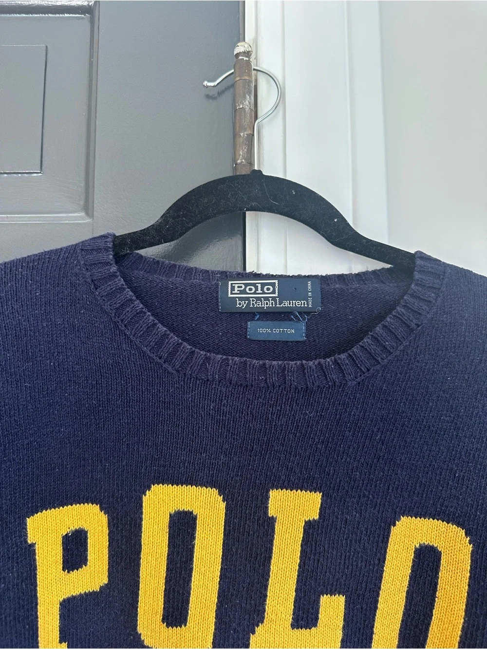 Vintage 90's Polo Ralph Lauren Navy Blue Sweater, Size Large